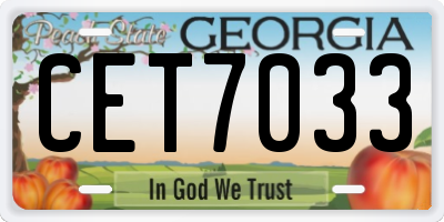 GA license plate CET7033