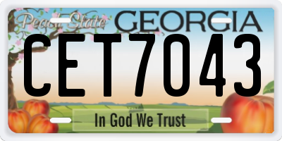 GA license plate CET7043