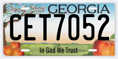 GA license plate CET7052