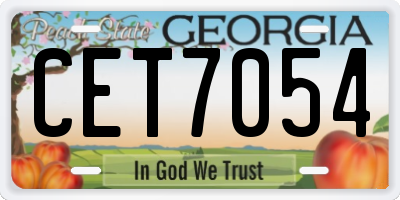 GA license plate CET7054