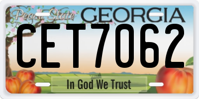GA license plate CET7062