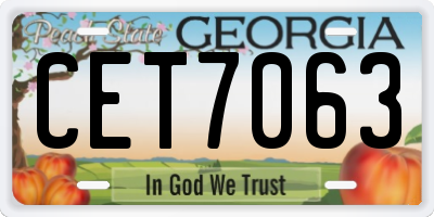 GA license plate CET7063