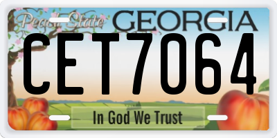 GA license plate CET7064