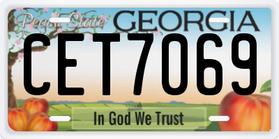 GA license plate CET7069