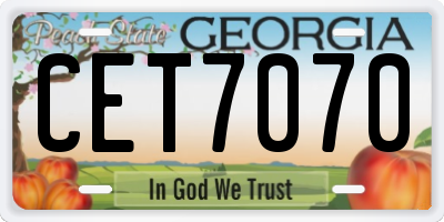 GA license plate CET7070