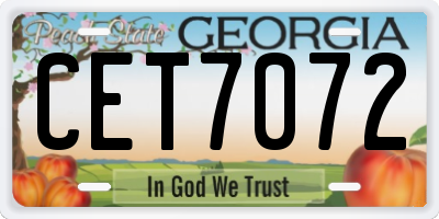 GA license plate CET7072