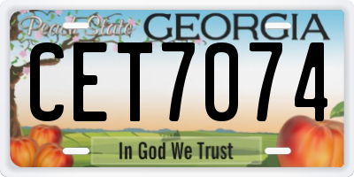 GA license plate CET7074