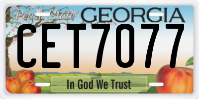 GA license plate CET7077