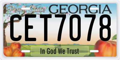 GA license plate CET7078
