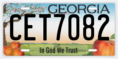GA license plate CET7082