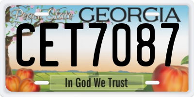 GA license plate CET7087