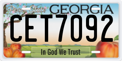 GA license plate CET7092