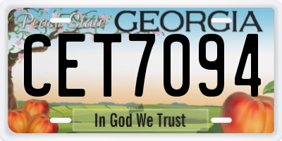 GA license plate CET7094