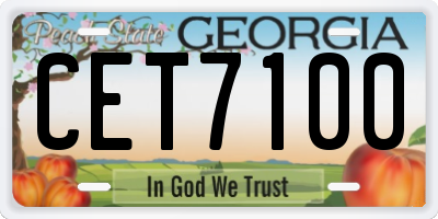 GA license plate CET7100