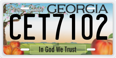GA license plate CET7102
