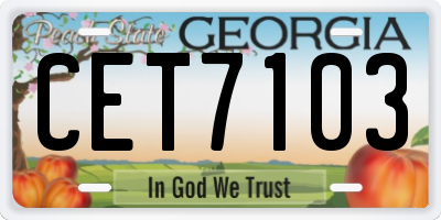 GA license plate CET7103