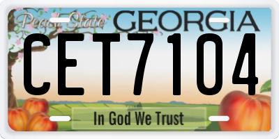GA license plate CET7104