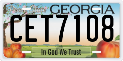 GA license plate CET7108