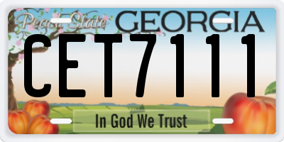 GA license plate CET7111