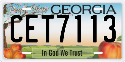 GA license plate CET7113