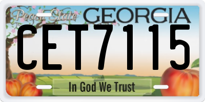 GA license plate CET7115