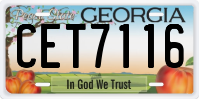 GA license plate CET7116