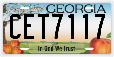 GA license plate CET7117