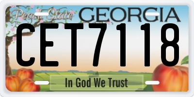 GA license plate CET7118