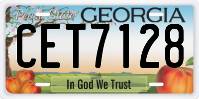 GA license plate CET7128
