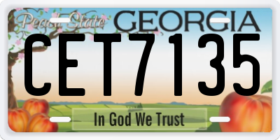 GA license plate CET7135