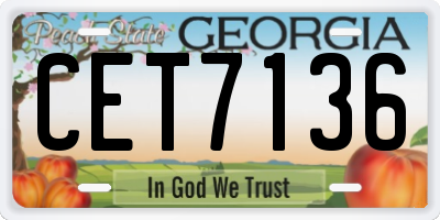GA license plate CET7136