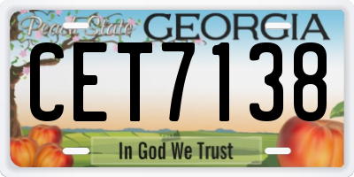 GA license plate CET7138