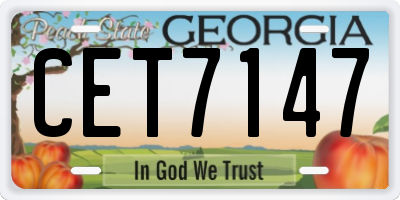 GA license plate CET7147