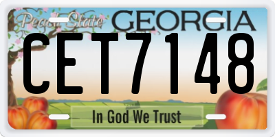 GA license plate CET7148