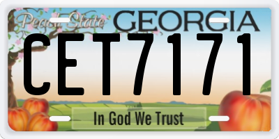 GA license plate CET7171