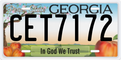GA license plate CET7172