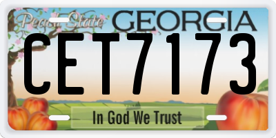 GA license plate CET7173