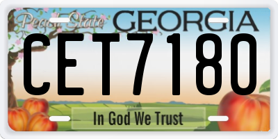 GA license plate CET7180