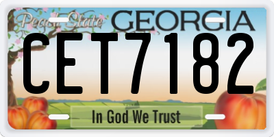 GA license plate CET7182