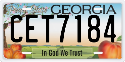 GA license plate CET7184