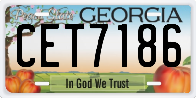 GA license plate CET7186