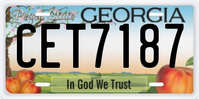 GA license plate CET7187