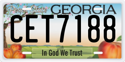 GA license plate CET7188