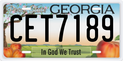 GA license plate CET7189