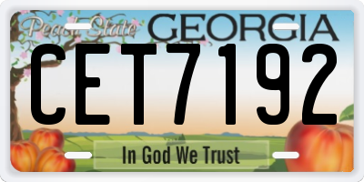 GA license plate CET7192