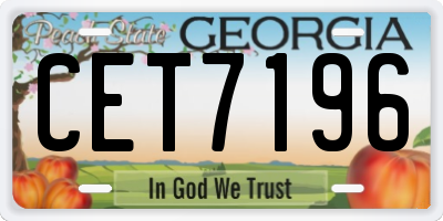 GA license plate CET7196
