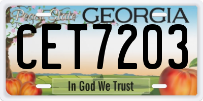 GA license plate CET7203