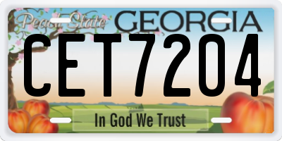 GA license plate CET7204