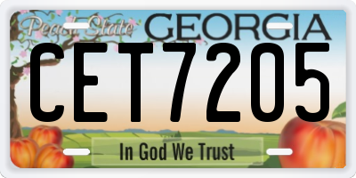 GA license plate CET7205