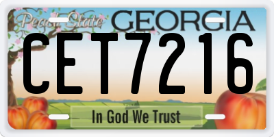 GA license plate CET7216